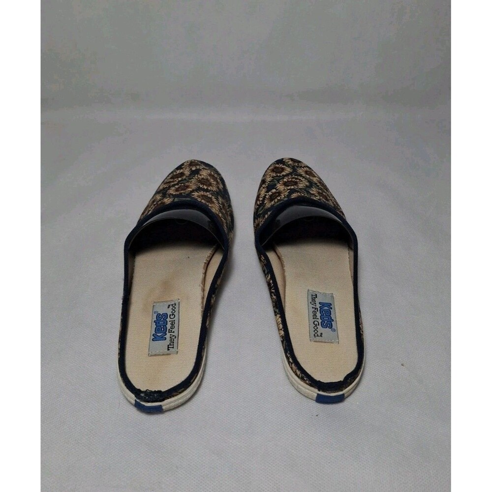 Vintage Keds Bayshore Sunflower Canvas Slip on Sandals Mules Women's 7.5 Navy Bl - Picture 5 of 9